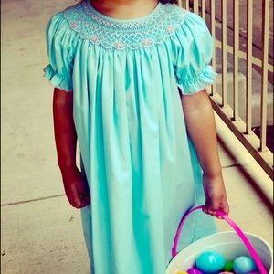 Edgehill Collection Shirring/embroidered Dress